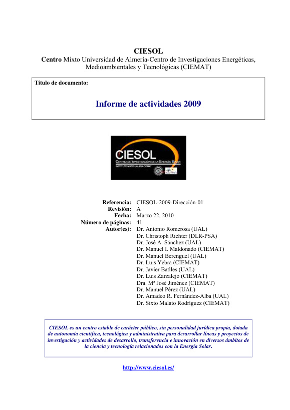 Informe CIESOL 2009