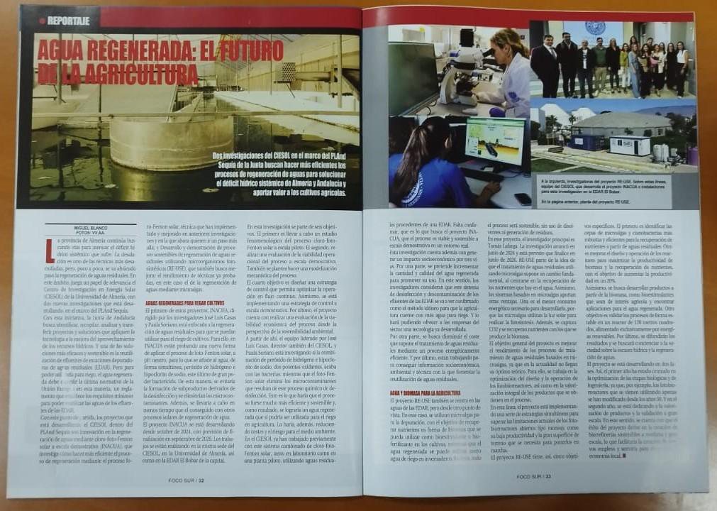 «Agua regenerada: el futuro de la agricultura» — reportaje en prensa.
